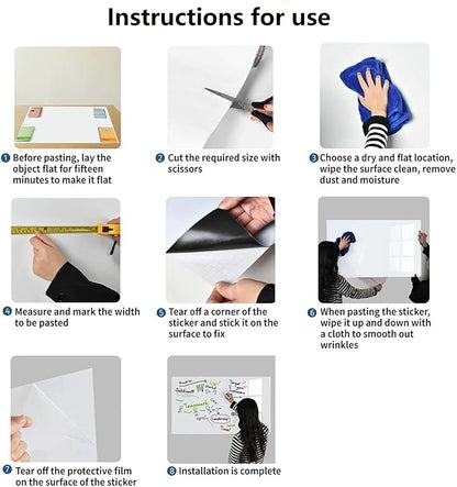 Magnetic Whiteboard Contact Paper, 12" x 18" Stick on Magnetic Dry Erase White Board Sticker on Wall, Easy to Write for Drawing, School, Office, Kitchen Fridge