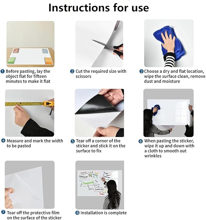 Magnetic Whiteboard Contact Paper, 30" x 40" Stick on Magnetic Dry Erase White Board Sticker on Wall, Easy to Write for Drawing, School, Office, Kitchen Fridge