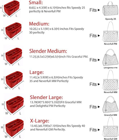 LEXSION Felt Insert Bag Organizer Bag In Bag For Handbag Purse Organizer Fits Speedy Neverful