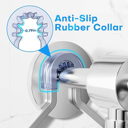 Aluminum Alloy Hanging Shower Caddy for Handheld Shower Heads,Rustproof Hose Shower Organizer 4 Levels Height Adjustable Shower Rack with Hooks,Razor Holder,Soap Holder
