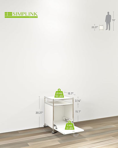 Simplink Matte Storage Cart with Flap Door, Large Capacity Storage Cart with Detachable Wheels, DIY Modern Home Furnishing, Great for Home, Office, Bedroom, Kitchen (White)