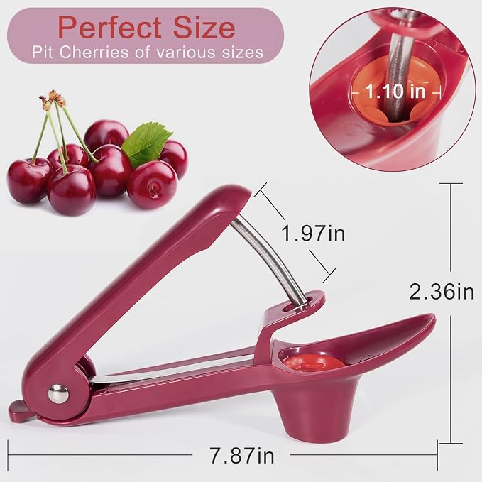 Cherry Pitter Olive Pitter Tool, Cherry Pitter Remover, Fruit Pit Core Remover with Space-Saving Lock Design for Make Fresh Cherry Dishes, Cherry Pie and Jam and Cocktail Cherries