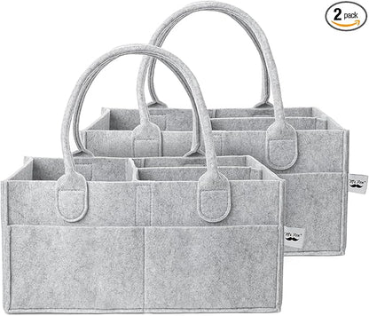 Mr. Pen- Baby Diaper Caddy Organizer, 2 Pack, Gray, Nursery Storage Bin and Car Organizer for Diapers and Baby Wipes