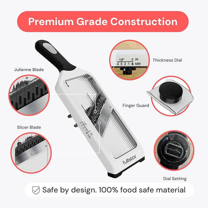 Fullstar 2-in-1 Handheld Mandoline Slicer for Kitchen - 4 Thickness Settings Vegetable Food Onion Slicer, Julienne Blade, Stainless Steel Guard, Easy to Use, Sharp Blades, Veggie Slicer & Fruit Cutter