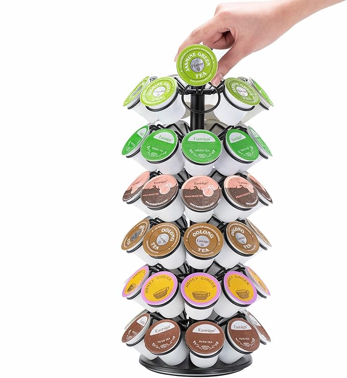 K-Cup Storage Coffee Capsules Pod Holder Carousel Capsule Display Storage for k-cup（54 pods-6 tiers）