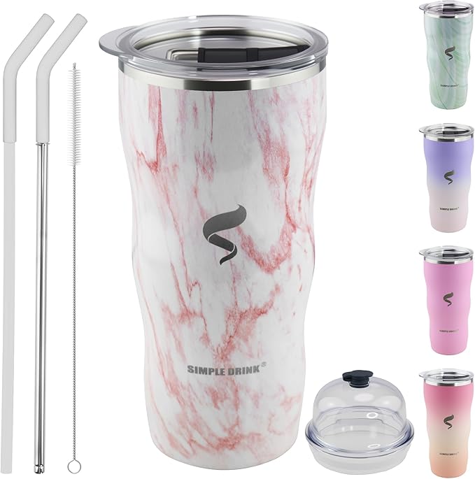 20Oz Insulated Tumbler With Straw And Lid,Stainless Steel Straws for Tumbler,Double Wall Vacuum Travel Mug,Spill Proof Tumble, Travel Cup for Iced Coffee, Jelly Pink