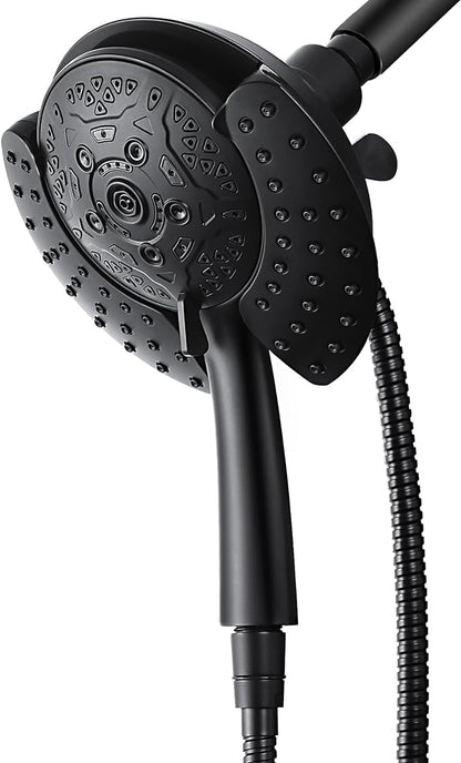 INAVAMZ Shower Head with Handheld High Pressure: Hand Held Shower Head & Rain Shower Head 2-IN-1 Shower Head with 59" Rotatable Stainless Steel Hose, Shower Trim Systems, Black 1.8 GPM 15391