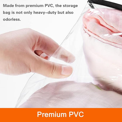 Vieshful 5 Pack Clear Comforter Storage Bag, 60L Clothes Storage Bag with Zipper Closet Organizer, Plastic Storage Containers Moving bags for Comforter, Blanket, Bedding, Duvet, Toys