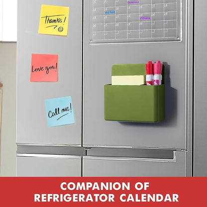 BEYGORM 2 Pack Plastic Magnetic Pen Holder for Refrigerator, Dry Erase Marker Holder for Whiteboard，Magnet School Locker Organizer Accessories, Pencil Cup, Pen Caddy (Army Green)