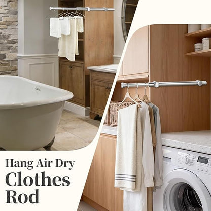 2Pcs Valet Rod for Closet Pull Out, Adjustable Heavy Duty Closet Valet Rod, Metal Stainless Steel Closet Rods for Hanging Clothes, Scarf, Pants