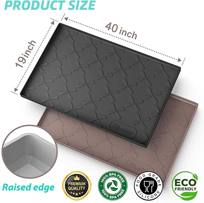 SIKADEER 40" x 19" Under Sink Mat Waterproof, Silicone Mat Kitchen Drawer Shelf and Cabinet Liner, Sink Protector for Kitchen Organizers and Storage, Boot Tray Pet Food Mats
