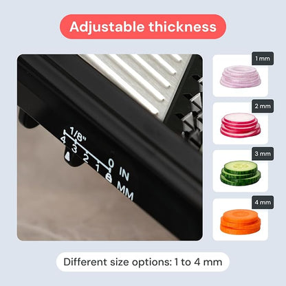Fullstar 2-in-1 Handheld Mandoline Slicer for Kitchen - 4 Thickness Settings Vegetable Food Onion Slicer, Sharp Julienne Blade, Stainless Steel Guard, Easy to Use, Veggie Slicer & Fruit Cutter (Black)