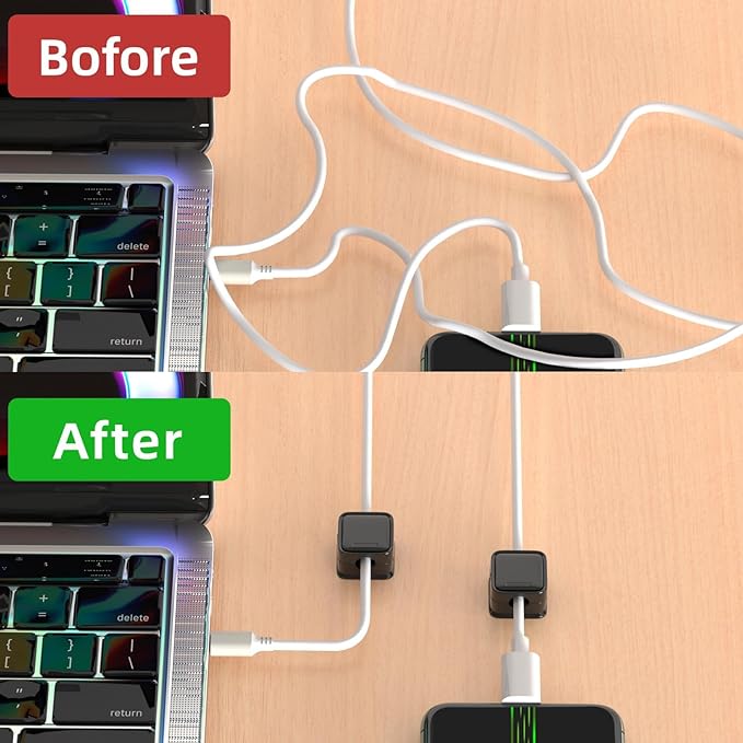 18 Pack Magnetic Cord Organizer Holder,Strong Adhesive Desk Cable Management Easy Open,Organize Phone Charging Cords Wire Holder Organizer Neatly for Home,Office,Car,Desk,Nightstand-Black