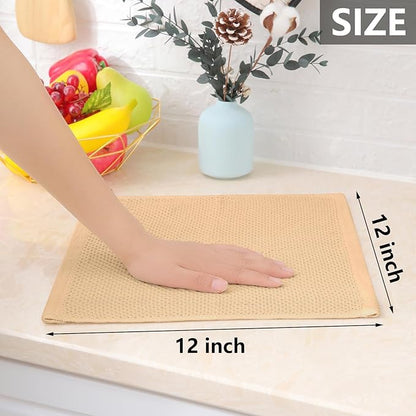 Homaxy 100% Cotton Waffle Weave Kitchen Dish Cloths, Ultra Soft Absorbent Quick Drying Dish Towels, 12 x 12 Inches, 24-Pack, Apricot