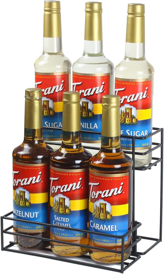 MCSAPIL Coffee Syrup Organizer(6 Bottle Capacity),Coffee Syrup Rack for Coffee Bar,Kitchen.Small Wine Rack for Bar,Family,Storage for Syrup, Wine, Dressing