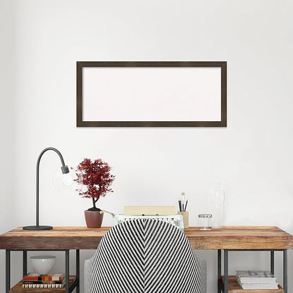 Amanti Art White Cork Board for Wall, 14x32 Vision Board with Brown Wood Frame, Medium Corkboard Office Decor for Home Organization, Casual Corkboard Pinboard to display items for home organization