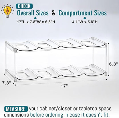 Design for Stanley 40 OZ & Large Bottles & Tumblers with Handle - Acrylic Water Bottle Organizer - Stackable Clear Wine Rack, Cup Holder for Home Kitchen Pantry Shelf Countertop Cabinet, 2 Tier Hold 8