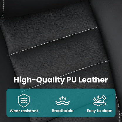 Big and Tall Executive Office Chair 400lbs for Heavy People, Ergonomic Computer Desk Chair with Lumbar Support & Adjustable Headrest, Comfy High Back Leather Office Chairs for Long Sitting, Black