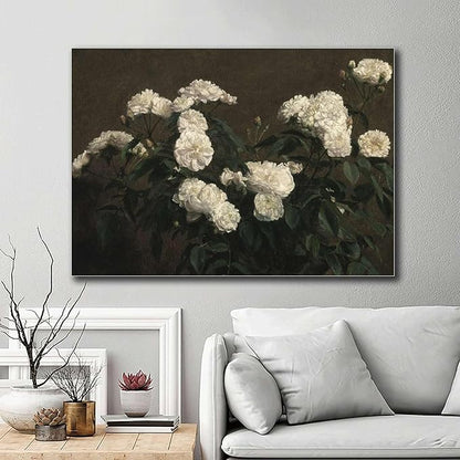Canvas Painting Wall Mural Print Flower Painting French Country Decor Vintage Painting Antique Flower Print Vintage Flower Print Bedroom and Kitchen Office Wall Decoration 16x24inch Wood Frame