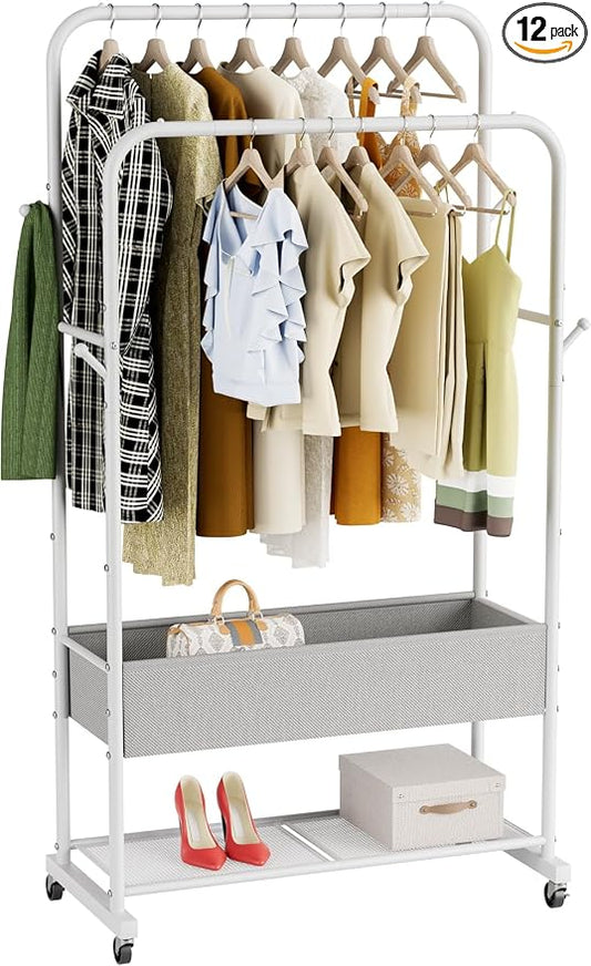 Golpart Clothes Garment Coat Rack Drying Clothing Racks Metal Freestanding for Hanging Clothes Portable Closet for Laundry Bedroom White