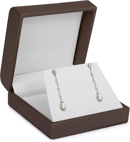 Luxury Reversible Weave Texture Jewelry Display Box for Men & Women - Earring Box & Pendant/Neckless Box Ideal for Earring/Studs, Necklace/Pendant - Jewelry Gift Box with Suede Interior