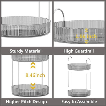 Asayuee 360 Rotating Makeup Organizer for Vanity,Bathroom Countertop Organizer,Spinning Perfume Organizer&Vanity Organizer(Grey-2 Tier)
