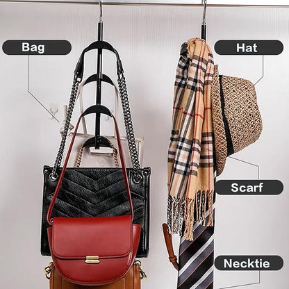 Purse Organizer Purse Organizer for Closet Purse Hanger-360 °Rotation,Curved Design, No Fear of Deformation of The Bag Strap，Premium and Smooth Purse Hook (Black 1 Piece)