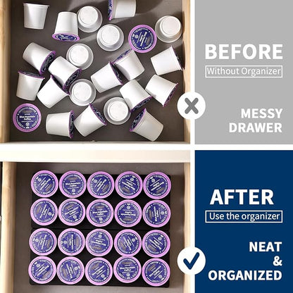Berglander Coffee Pod Holder Drawer 20 K Cup, Coffee Capsule Organizer for Drawer, Plastic Coffee Pod Storage Organizer for Kitchen Drawer Holders for Nespresso for Kitchen