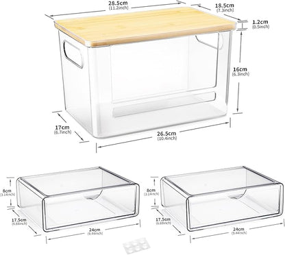 3Pcs Extra Large Laundry Room Organization and Storage, Stackable Storage Drawers, Trash Bag Holder Under Sink, Garbage Bag Dispenser Roll Holder for Vanity, Bathroom,Cabinet,Desk Organization