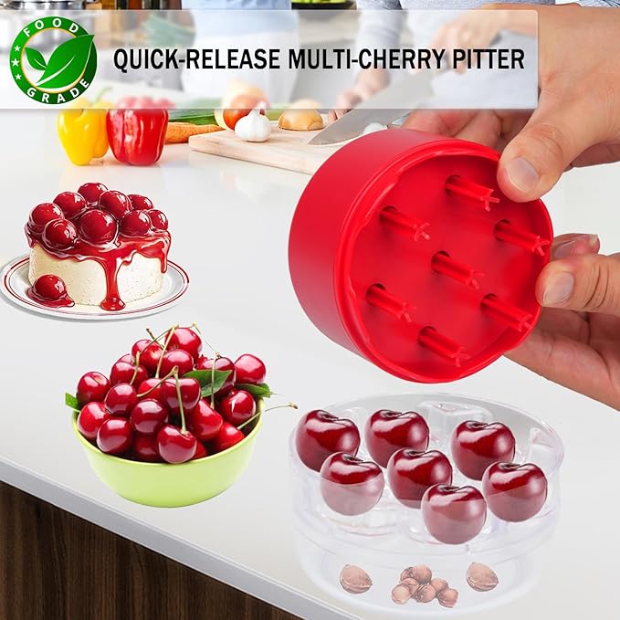 Cherry Pitter Tool Pit Remover, Multiple Cherry Core Remover Tool with Space-Saving Lock Design, Heavy-Duty Cherry Pit Remover for Kids