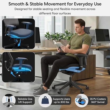 Autonomous ErgoChair Pro Grey Foam Ergonomic Office Chair for Back Pain Relief Adjustable Lumbar Support, Headrest, Big and Tall Home Office Desk Chair Comfy 300 LBS with Swivel Wheels for Long Hours