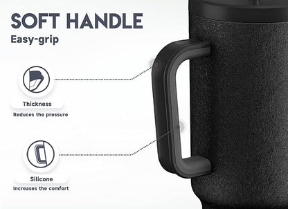 Meoky 40oz Tumbler with Handle, Leak-proof Lid and Straw, Insulated Coffee Mug Stainless Steel Travel Mug, Keeps Cold for 34 Hours or Hot for 10 Hours (Night)