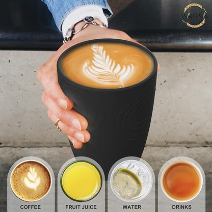 Wrova Wheat Straw Cups 8 PCS Good Alternative to Plastic Reusable Cups 12 oz Unbreakable Drinking Cup Reusable Dishwasher Safe Water Plastic Glasses Pure Black