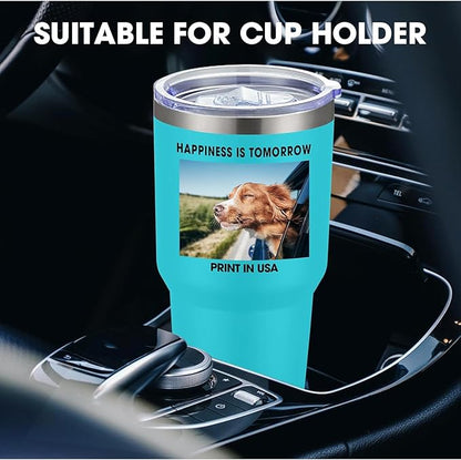 Personalized Coffee Tumbler Print in USA 30oz Stainless Steel Double Wall Insulated Coffee Cup With Text Photo Logo