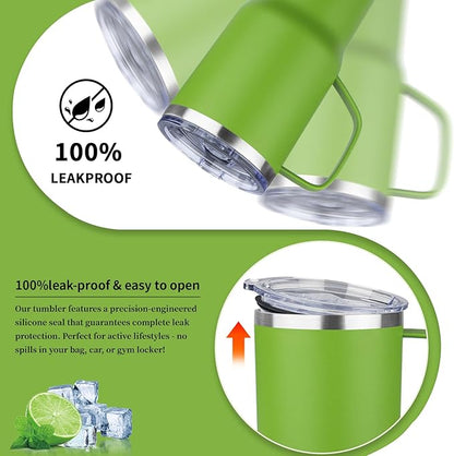20oz Insulated Tumbler with Handle Stainless Steel Travel Coffee Mug with Lid and Straw Double Wall Vacuum Leak-proof Reusable Thermal Water Cup for Hot and Cold Drinks (Multicolor-9,6 Pack)