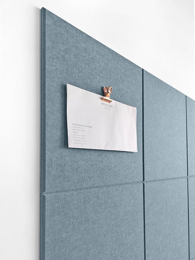 Blue Felt Bulletin Board 47"x35" | Felt Wall Tiles (12-Pack) | Large Cork Pin Board Alternative for Office, Home & Classroom | Blue Classroom Decor Office Supplies | Gray Blue
