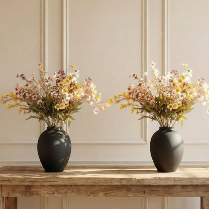 Black Vase for Home Decor - Tall Ella Flower Vase for Centerpieces, Table & Mantel Decorations - Large Round Iron Vase 9 Inch - Matte Black Vases for Flowers & Pampas Grass