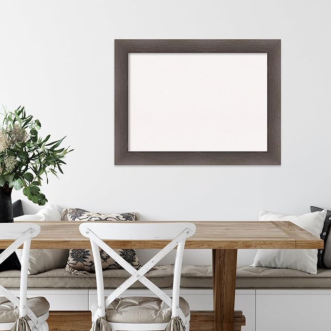 Amanti Art White Cork Board for Wall, 25x33 Vision Board with Brown Wood Frame, Medium Corkboard Office Decor for Home Organization, Rustic Farmhouse Corkboard Pinboard to display items for home
