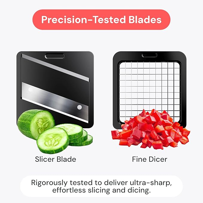 Fullstar Essential Vegetable Chopper & Mandoline Slicer - Space-Saving 2-in-1 - Food Chopper with Container, Fruit Slicer, Onion Dicer - Apartment-Friendly Veggie Chopper - Kitchen Gadget (Black)