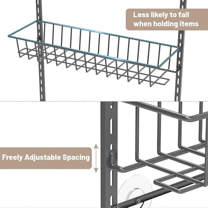 ElegantArray 8-Tier Pantry Door Oragnizer, Over The Door Pantry Organizer Rack and Storage, Hanging Spice Rack Shelves Door, Home Office Laundry Room Bathroom & Kitchen Organization, Deep Gray