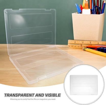 PRETYZOOM 4pcs A4 Document Storage Boxes, Portable Frosted Plastic File Organizer Cases for 8.5" X 11" Paper, Birth Certificate Protector, Office and Home File Holder