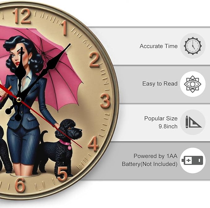 Wall Clock, Vintage Fashion Non Ticking Wall Clocks Battery Operated, Beige Wooden Wall Clocks for Living Room, Kitchen, and Office Decorative 10 Inch