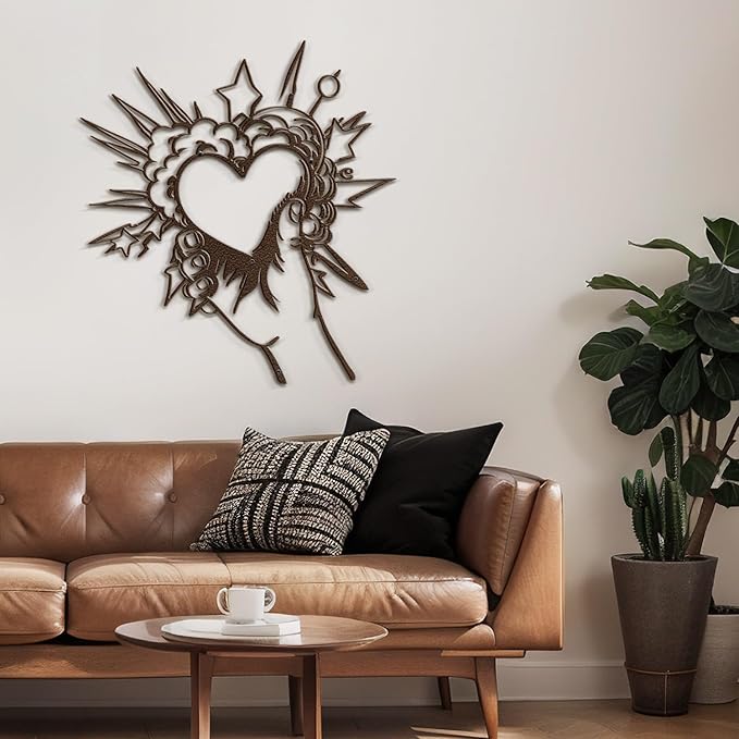 SIGNLEADER Metal Wall Art Decor I Love You Heart Modern Abstract Wall Sculpture Hangings Home Decoration for Living Room, Bedroom, Bathroom, Kitchen, Outdoor - 30" Bronze