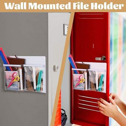 8 Pack Magnetic File Holder for Refrigerator 12 x 9.5 Inch Hanging Paper Organizer White Board Organizer with 2 Magnetic Pocket Office Supplies Storage for Notebooks Planners Mail Letters