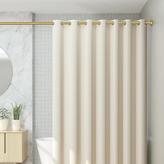 CorkLatta Gold Shower Curtain Rod 31 to 80 Inch,1 Inch Diameter Adjustable Spring Tension Stainless Steel Telescoping Rod,Easy Install,No Rust