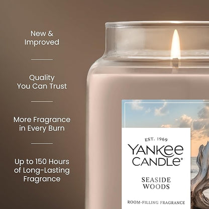 Yankee Candle Seaside Woods, Scented Candle, 22oz Large Jar with up to 150 Hour Burn Time, Giftable