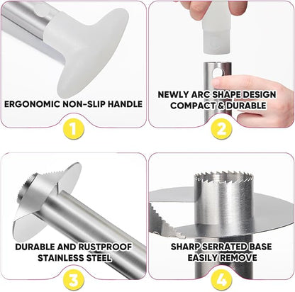 Pineapple Corer, [Upgraded, Reinforced, Thicker Blade] Newness Premium Pineapple Corer Remover, Stainless Steel Pineapple Core Tool for Home & Kitchen with Sharp Blade for Diced Fruit Ring (Clear)