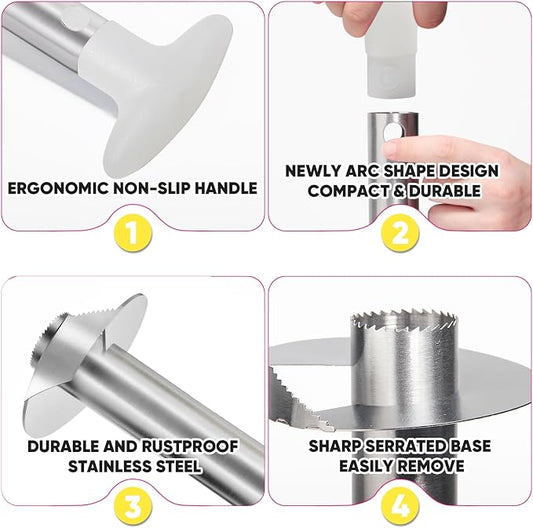 Pineapple Corer, [Upgraded, Reinforced, Thicker Blade] Newness Premium Pineapple Corer Remover, Stainless Steel Pineapple Core Tool for Home & Kitchen with Sharp Blade for Diced Fruit Ring (Clear)