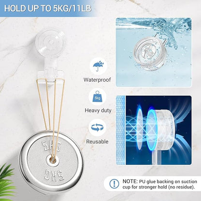 LUXEAR Suction Cup Hook, 2Pack Shower Suction Hanger, 1 Single & 1 Razor Waterproof Shower Hook for Bathroom