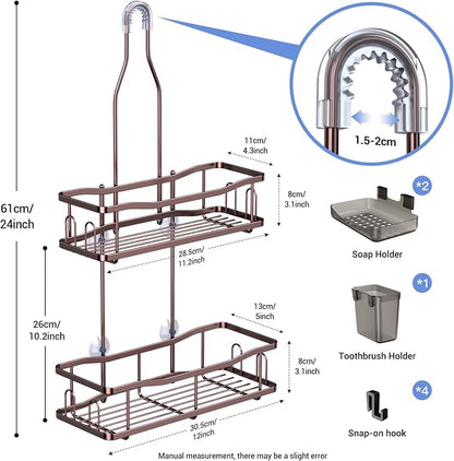 Aitatty Hanging Shower Caddy Bathroom Organizer: Rustproof Shower Shelf Racks Over Shower Head - No Drilling Inside Bath Shower Rack Shelves Over Showerhead for Shampoo with Soap Holder Bronze